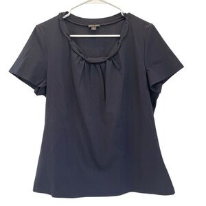 Lafayette 148 Twist Crew Neck Navy Black Tee Shirt w/ A-Line Bottom XL